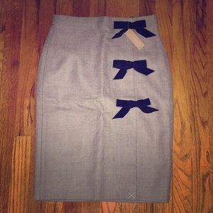 J. Crew Grey Velvet Bow Skirt
